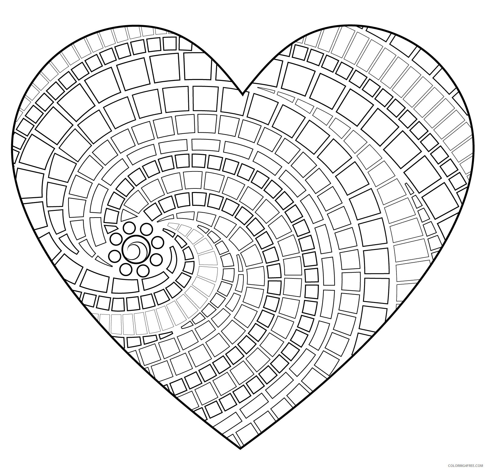 Adult Heart Coloring Pages Geometric Heart Shape for Adults Printable 2021 0049 Coloring4free