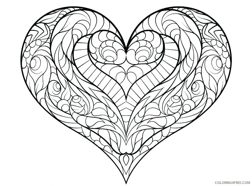Adult Heart Coloring Pages Heart Design for Adults Printable 2021 0052 Coloring4free