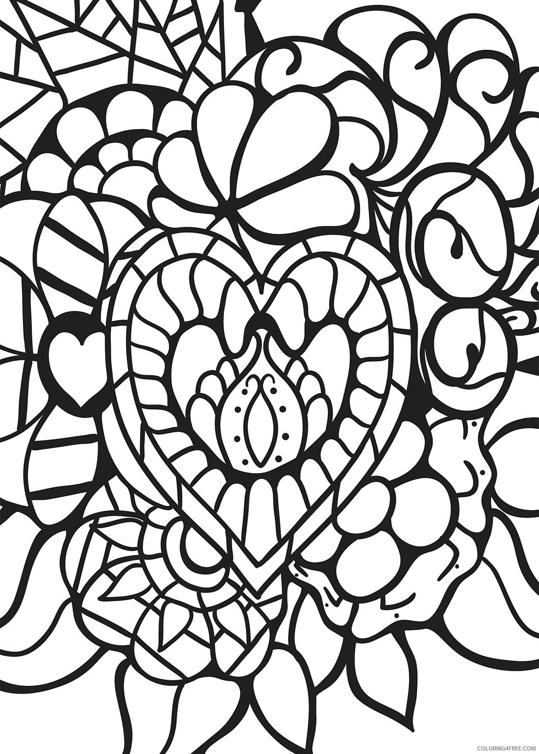 Adult Heart Coloring Pages Heart Design for Adults Printable 2021 0053 Coloring4free