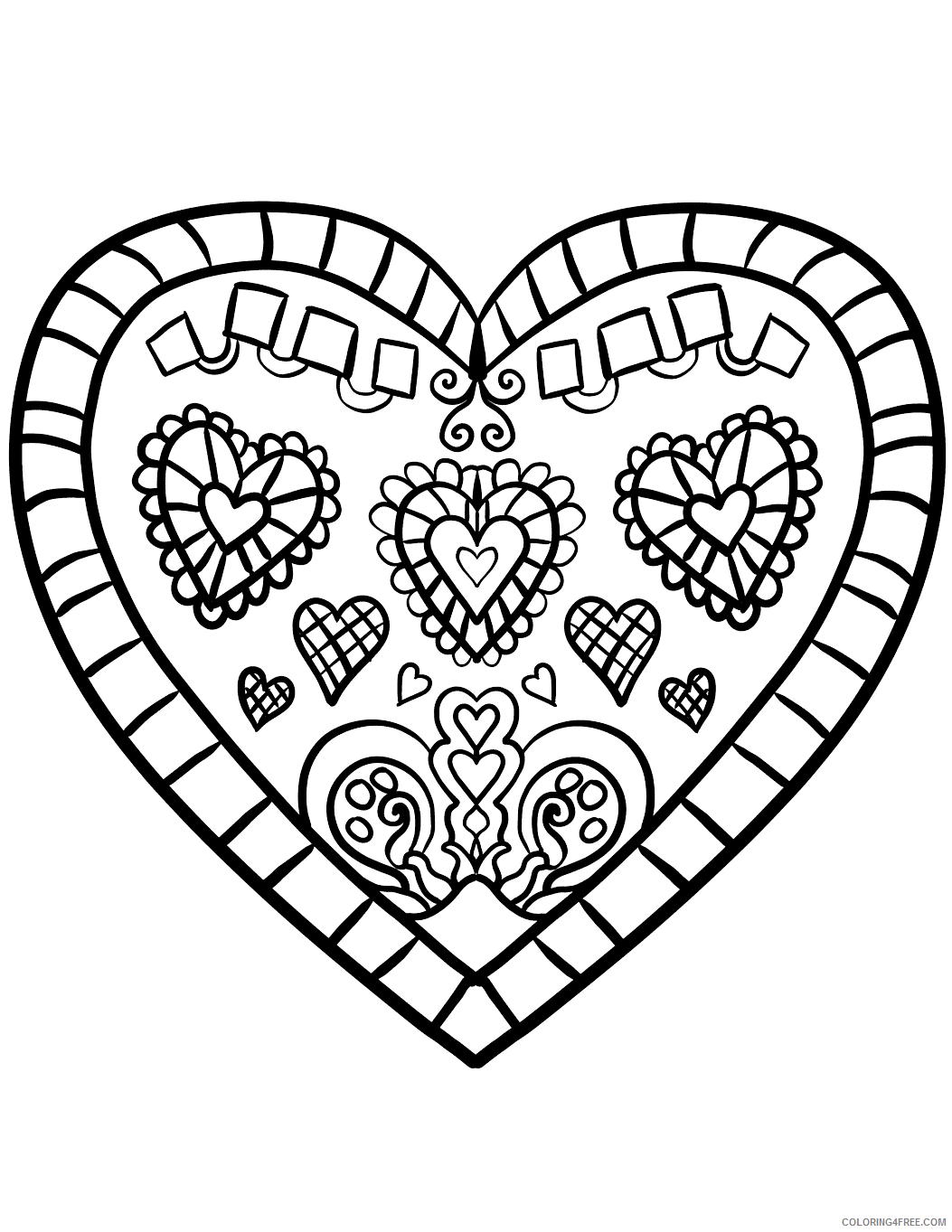 Adult Heart Coloring Pages Hearts Drawing for Adults Printable 2021 0069 Coloring4free