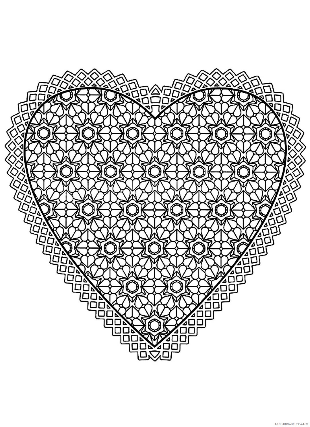 Adult Heart Coloring Pages Hearts Pattern for Adults Printable 2021 0070 Coloring4free