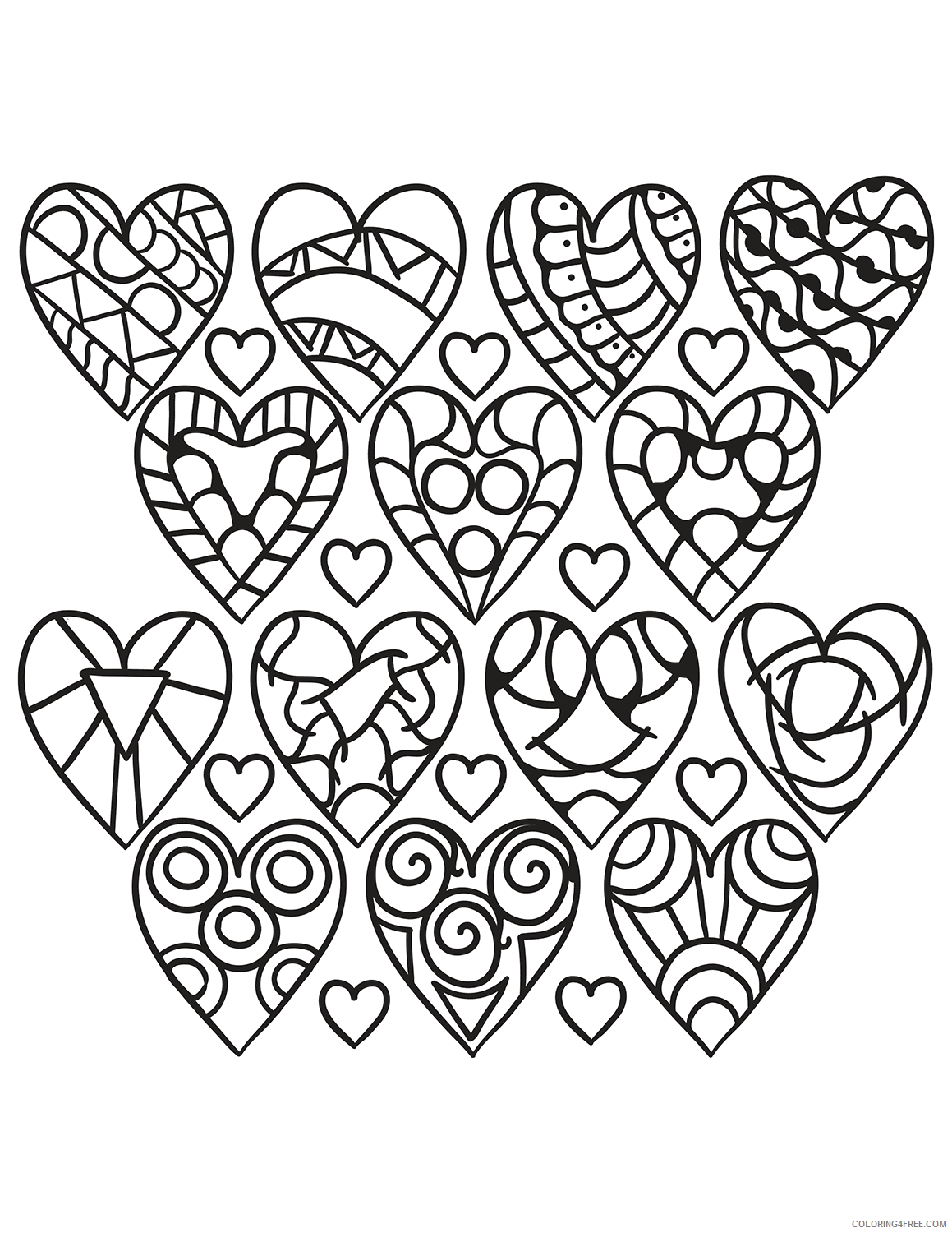 Adult Heart Coloring Pages Hearts for Adults Printable 2021 0056 Coloring4free