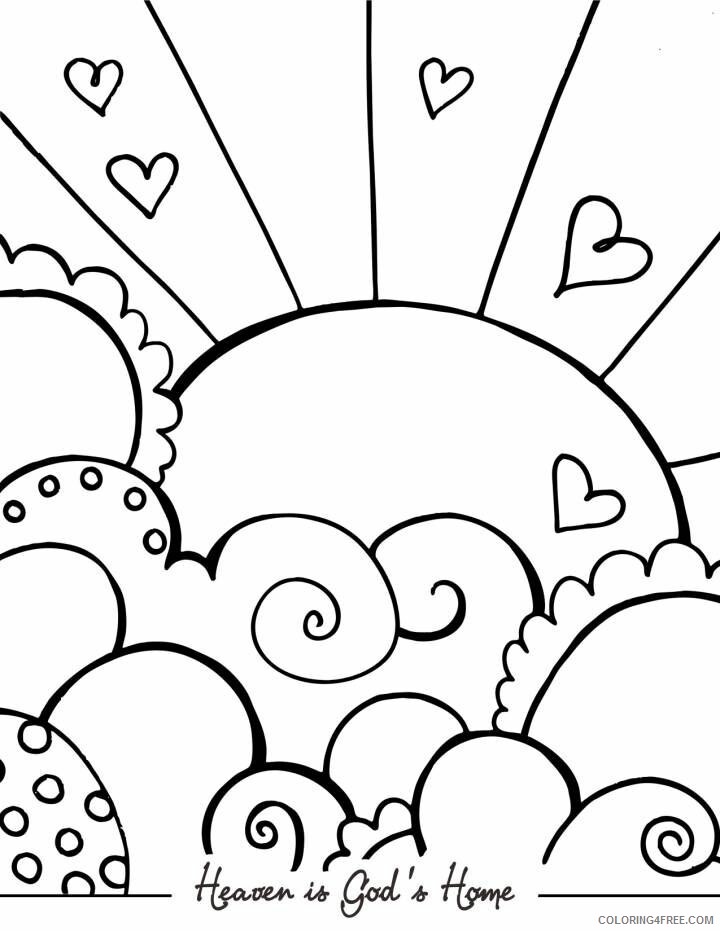 Adult Heart Coloring Pages Sun Hearts and Heaven Cute for Adults Printable 2021 Coloring4free