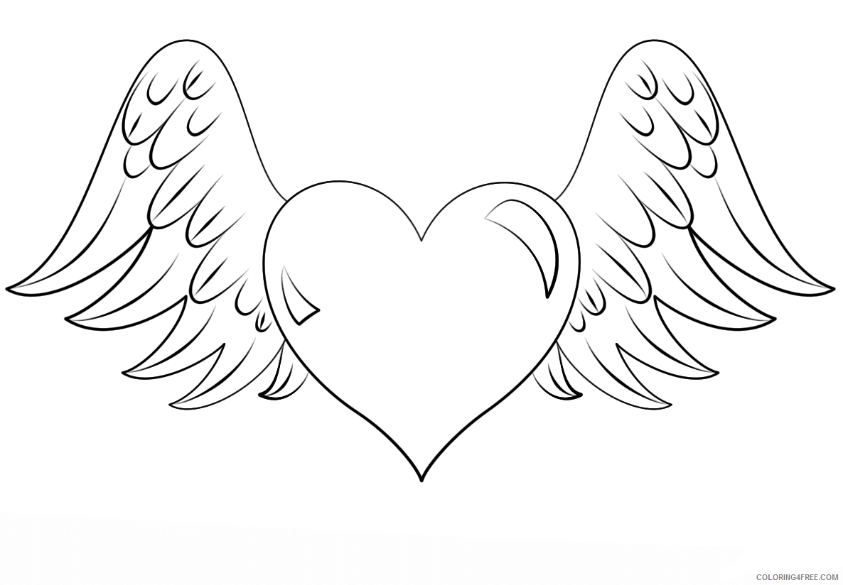 Adult Heart Coloring Pages Winged Heart for Adults Printable 2021 0074 Coloring4free