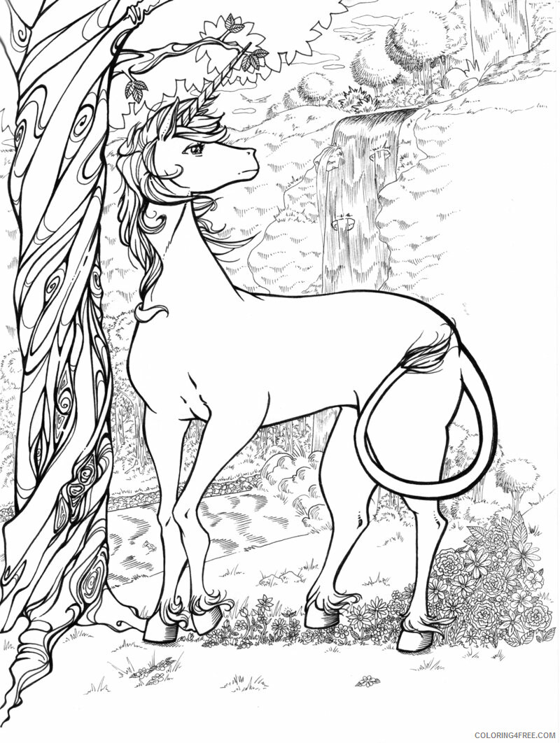 Adult Unicorn Coloring Pages Complex Unicorn for Teens and Adults Printable 2021 Coloring4free