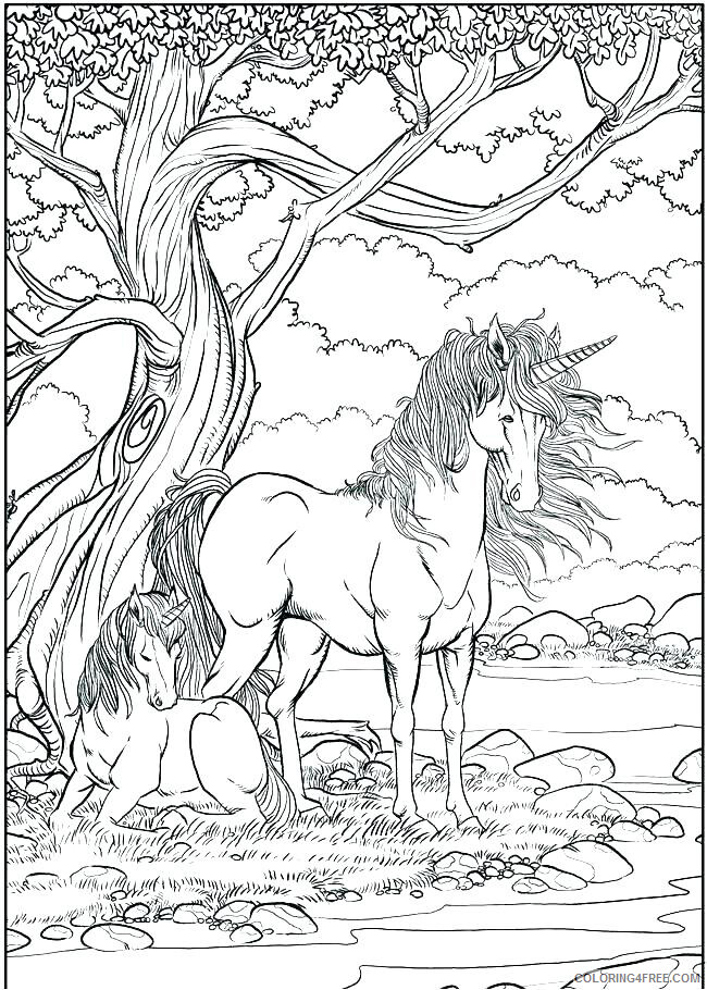 Adult Unicorn Coloring Pages Unicorn Scene for Adults Printable 2021 0099 Coloring4free
