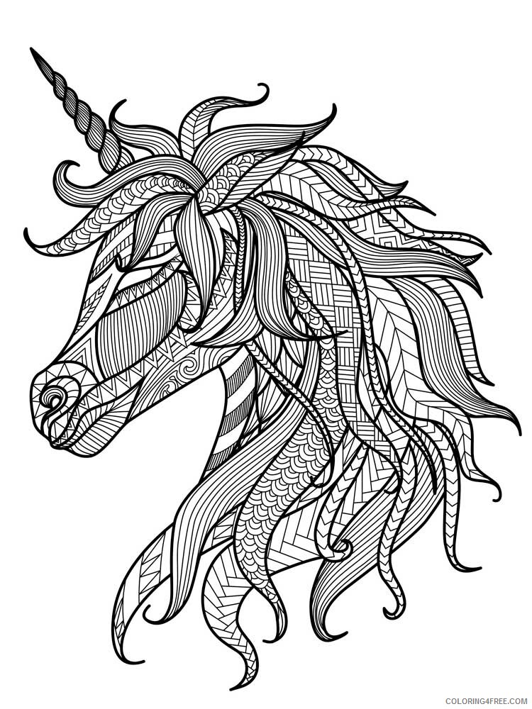 Adult Unicorn Coloring Pages unicorn for adults 3 Printable 2021 0087 Coloring4free