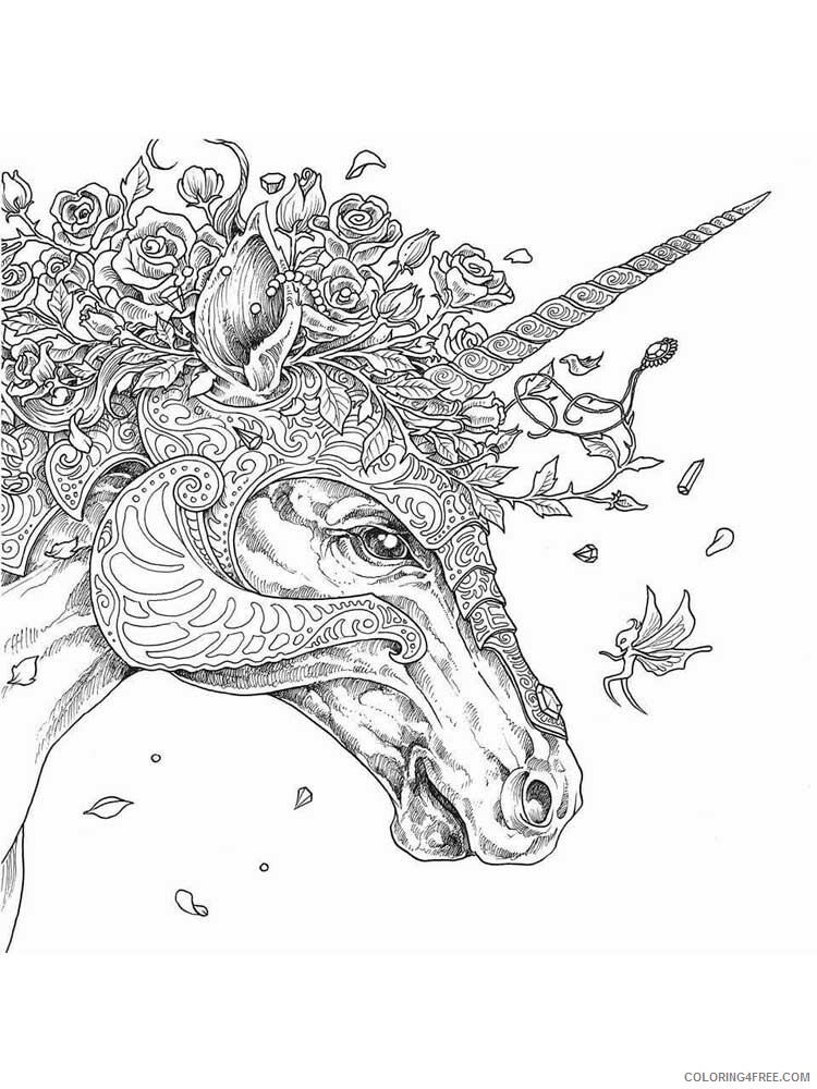Adult Unicorn Coloring Pages unicorn for adults 5 Printable 2021 0089 Coloring4free