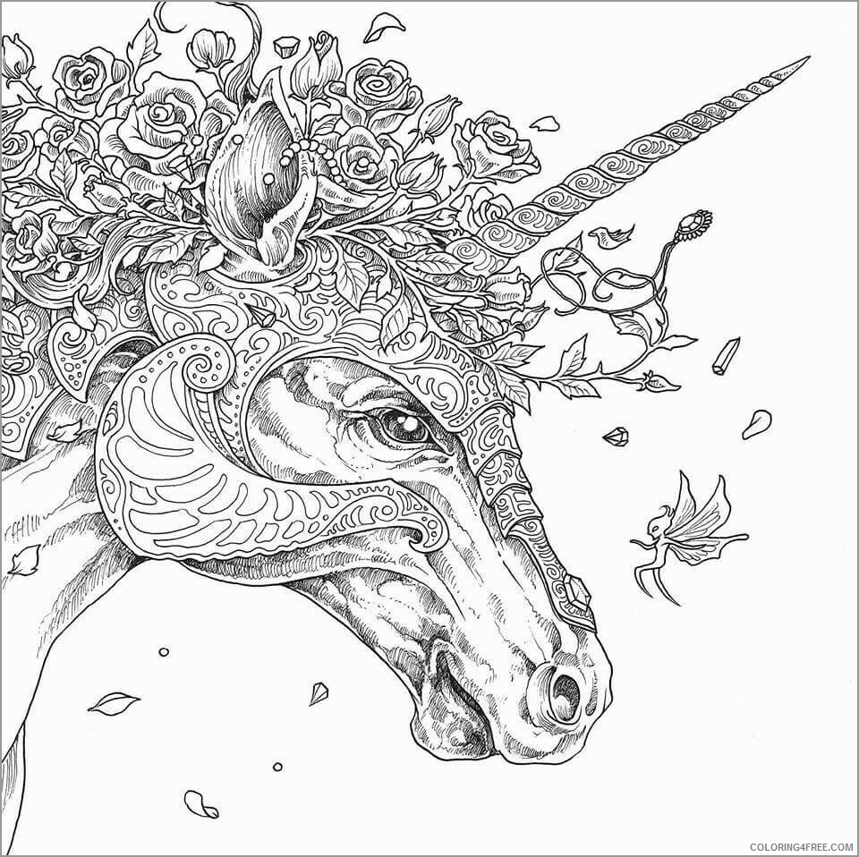Adult Unicorn Coloring Pages unicorn head for adults Printable 2021 0096 Coloring4free