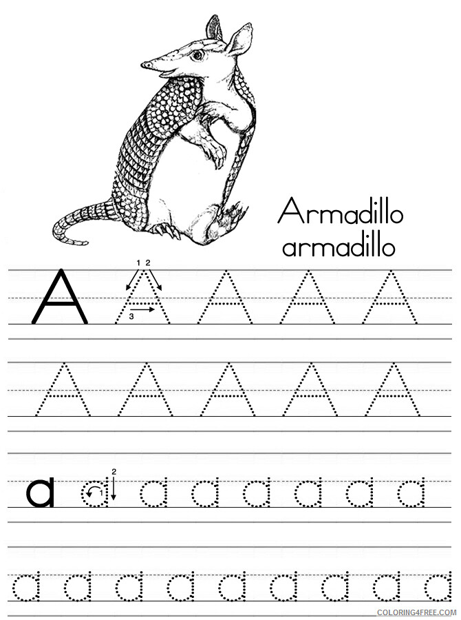 Alphabet Coloring Pages alphabet abc letter a armadillo Printable 2021 0132 Coloring4free