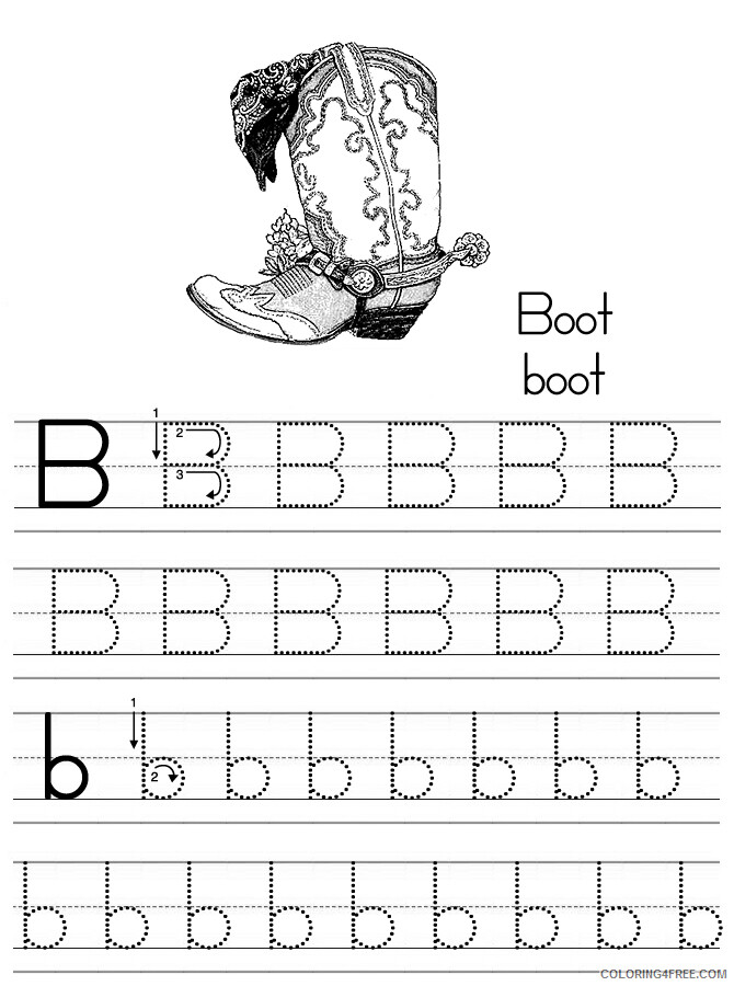 Alphabet Coloring Pages alphabet abc letter b boot Printable 2021 0133 Coloring4free