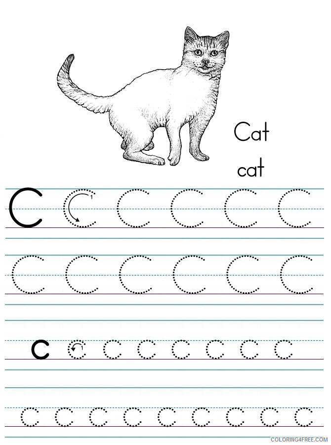Alphabet Coloring Pages alphabet abc letter c cat Printable 2021 0134 Coloring4free