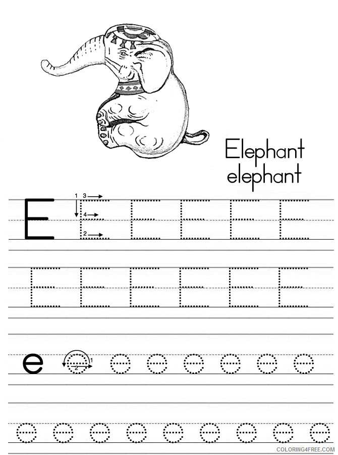 Alphabet Coloring Pages alphabet abc letter e elephant Printable 2021 0136 Coloring4free