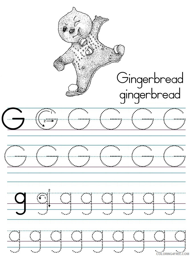 Alphabet Coloring Pages alphabet abc letter g gingerbread Printable 2021 0138 Coloring4free