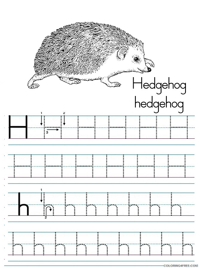 Alphabet Coloring Pages alphabet abc letter h hedgehog Printable 2021 0139 Coloring4free