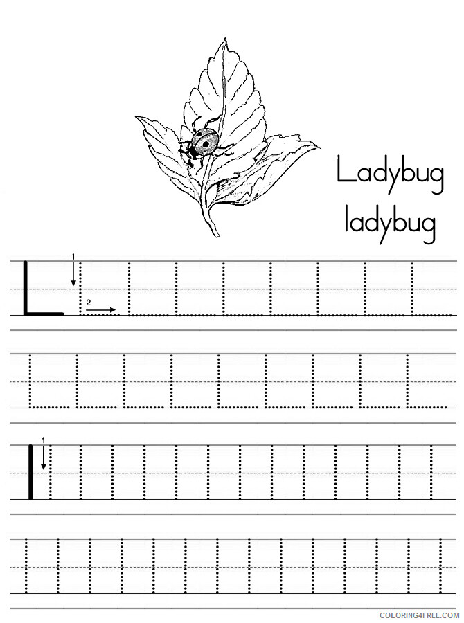 Alphabet Coloring Pages alphabet abc letter l ladybug Printable 2021 0143 Coloring4free