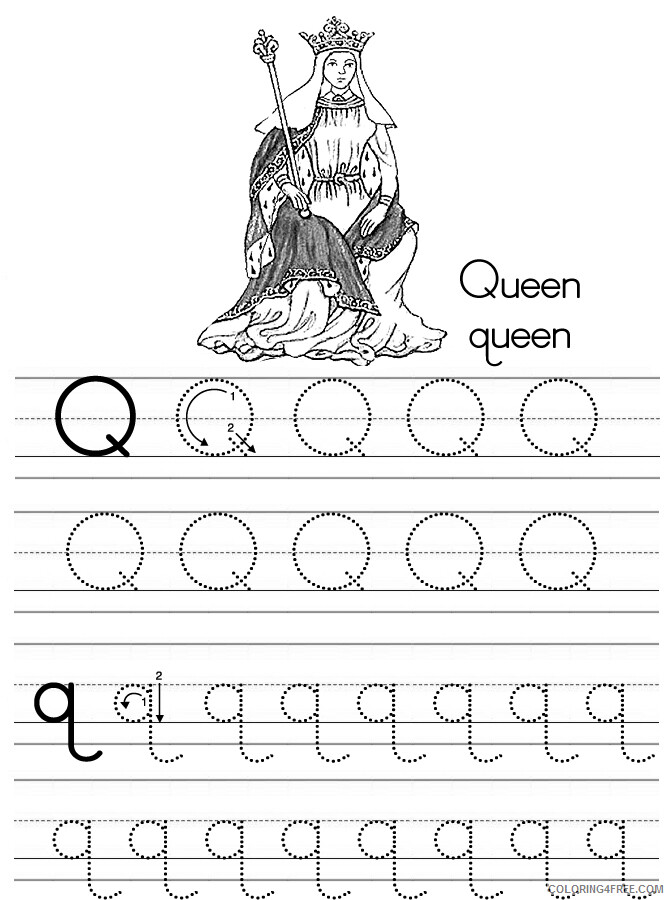 Alphabet Coloring Pages alphabet abc letter q queen Printable 2021 0146 Coloring4free