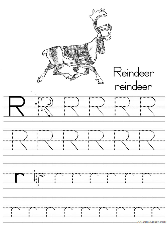 Alphabet Coloring Pages alphabet abc letter r reindeer Printable 2021 0147 Coloring4free