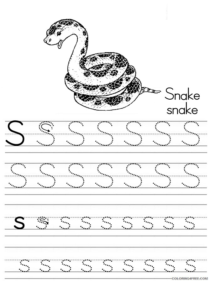 Alphabet Coloring Pages alphabet abc letter s snake Printable 2021 0148 Coloring4free
