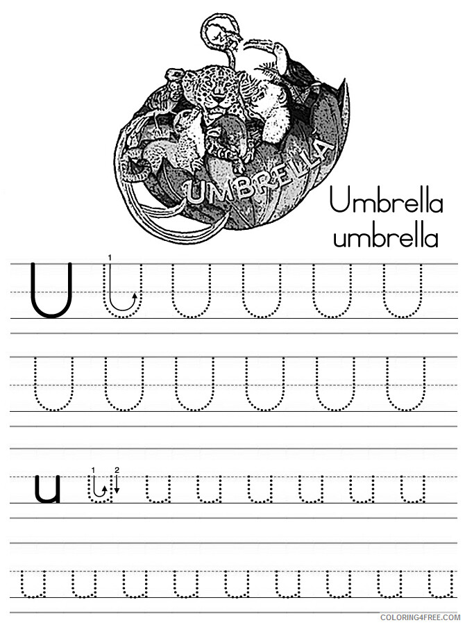 Alphabet Coloring Pages alphabet abc letter u umbrella Printable 2021 0150 Coloring4free