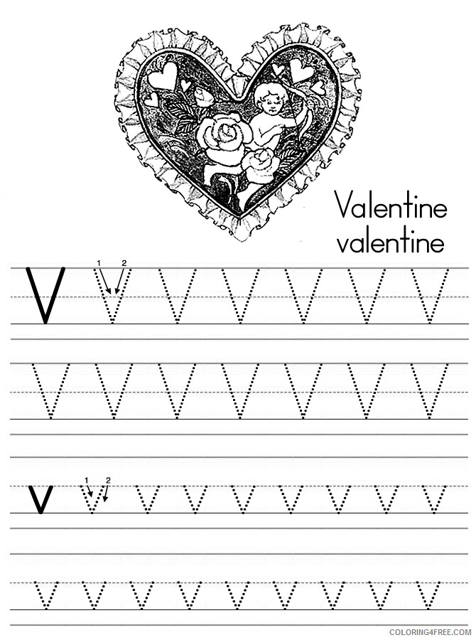 Alphabet Coloring Pages alphabet abc letter v valentine Printable 2021 0151 Coloring4free
