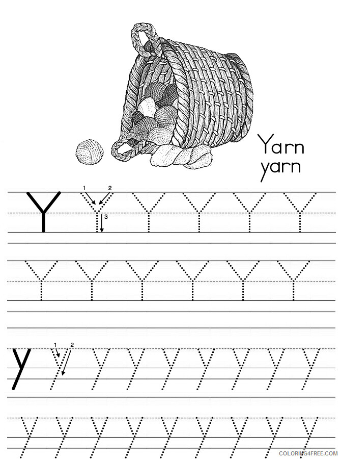 Alphabet Coloring Pages alphabet abc letter y yarn Printable 2021 0153 Coloring4free