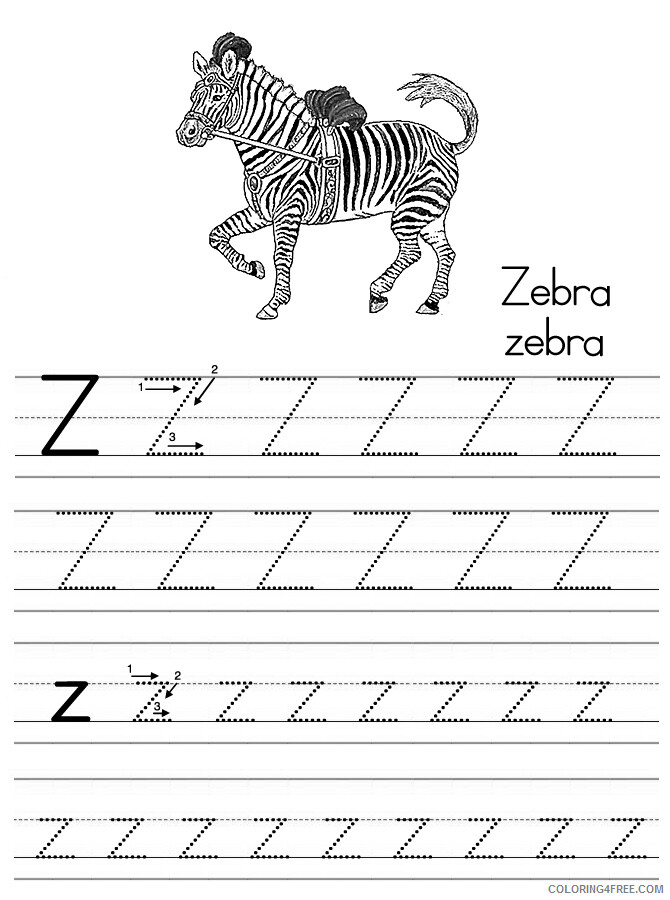 Alphabet Coloring Pages alphabet abc letter z zebra Printable 2021 0154 Coloring4free