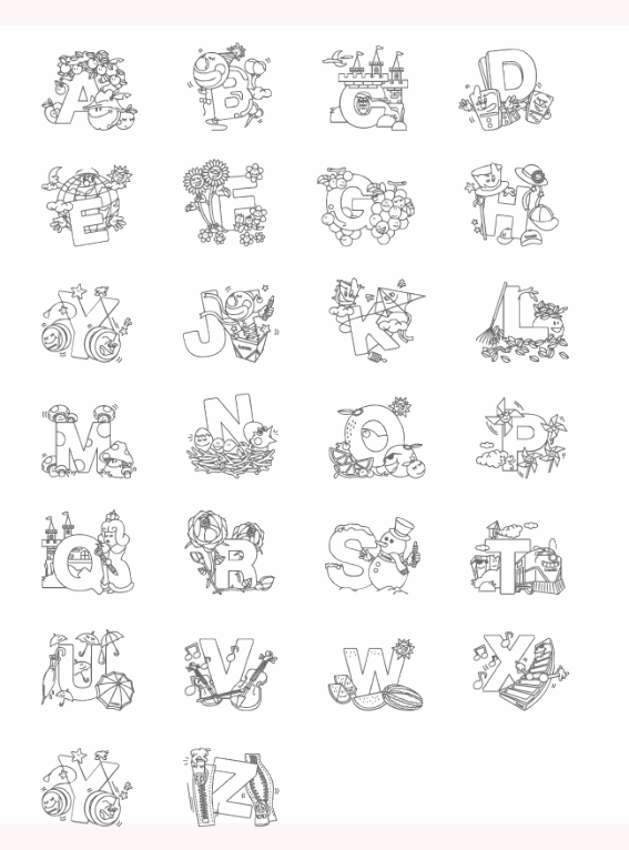 Alphabet Coloring Pages alphabet with images 2 Printable 2021 0157 Coloring4free