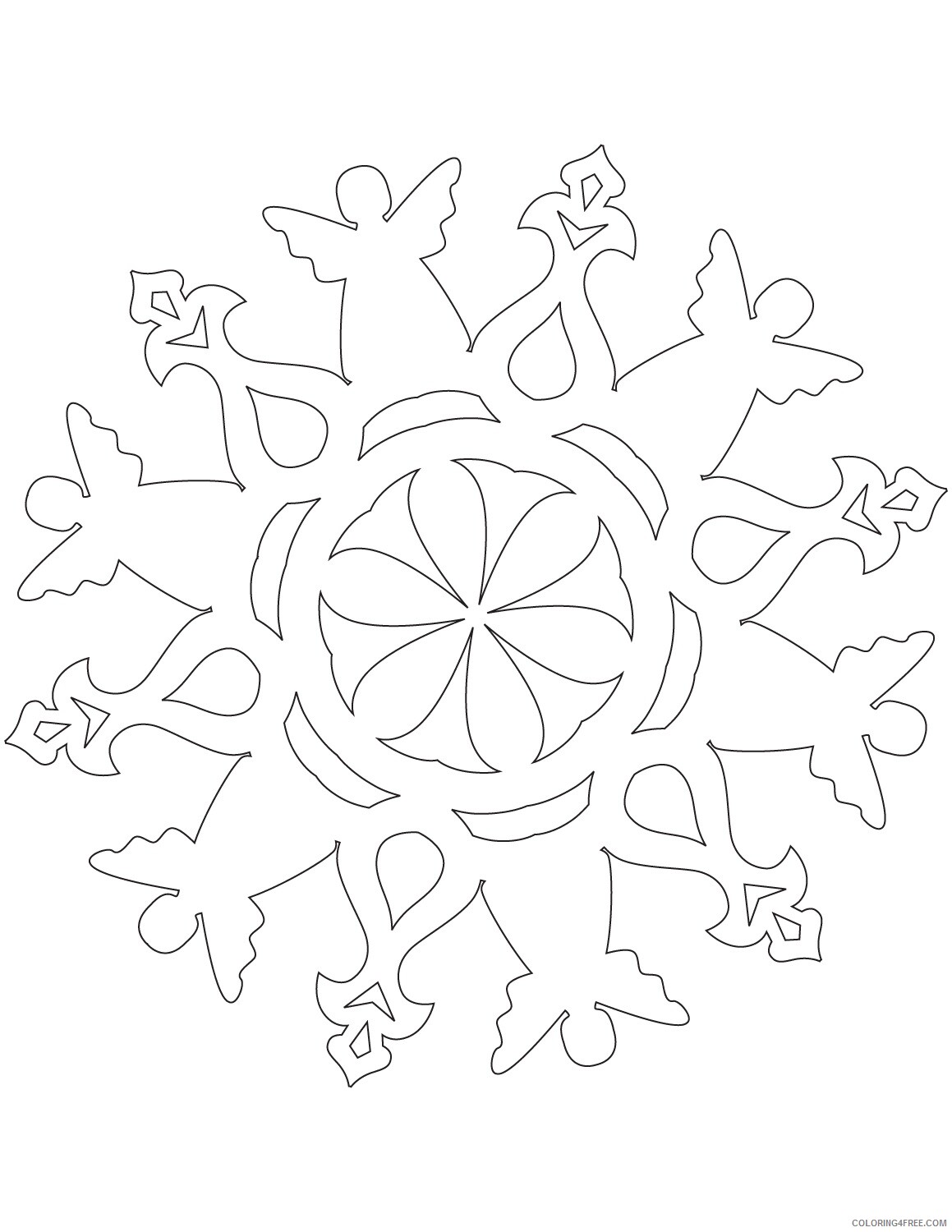 Angels Coloring Pages 1584065428_snowflake with an angel_1 Printable 2021 0161 Coloring4free
