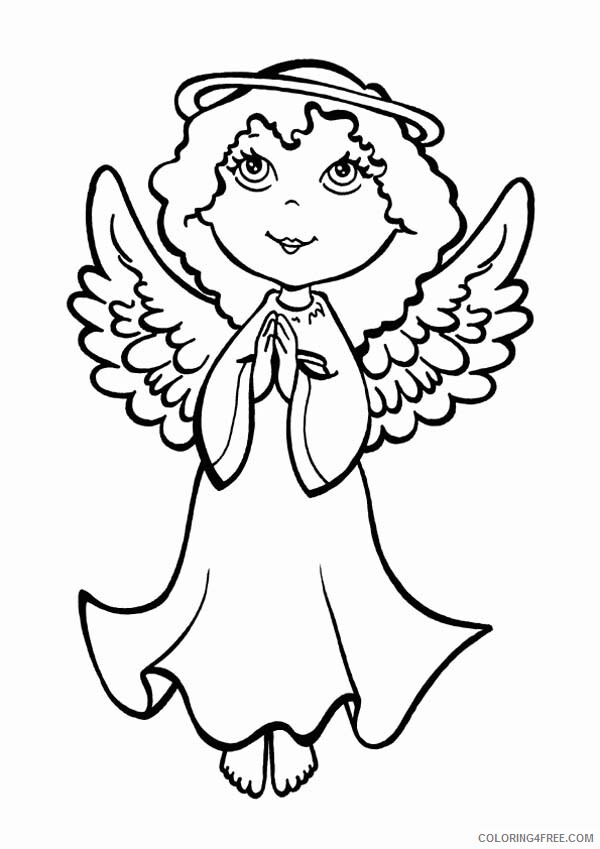 Angels Coloring Pages An Angel Making Pray on Christmas Eve Printable 2021 0162 Coloring4free