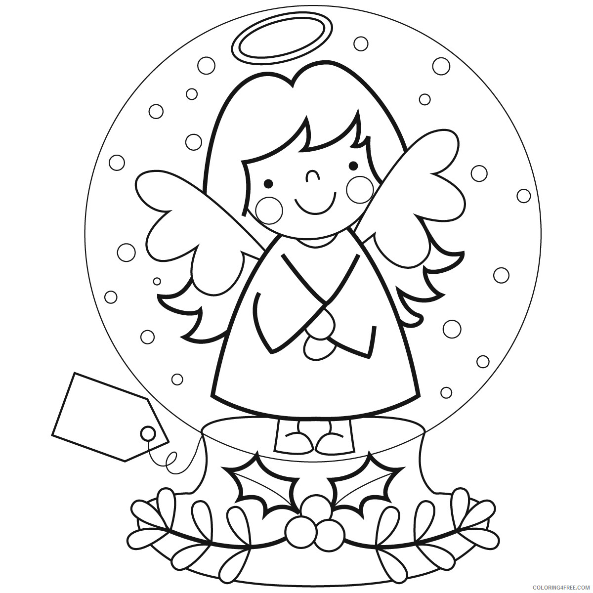 Angels Coloring Pages Angel Snowglobe Printable 2021 0185 Coloring4free