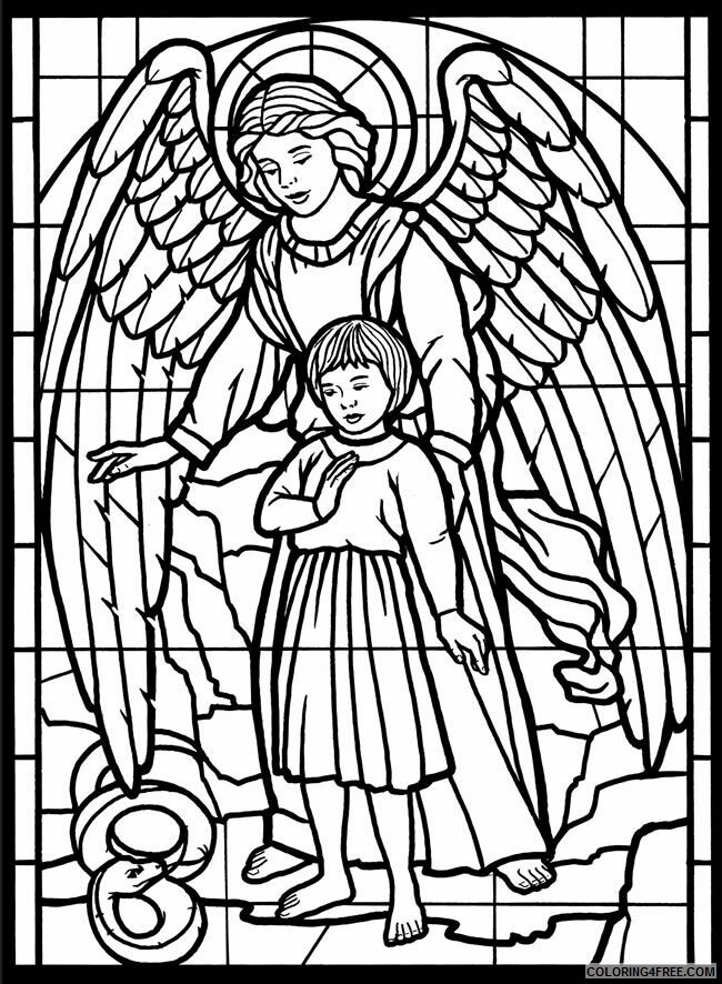Angels Coloring Pages Angel Stained Glas For Adults Printable 2021 0186 Coloring4free