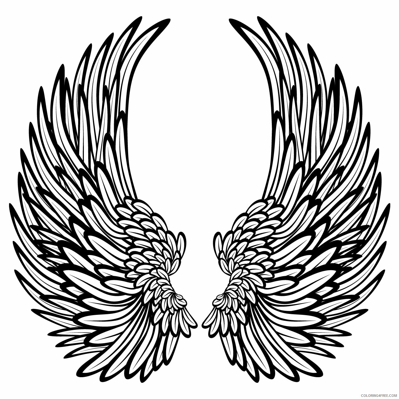 Angels Coloring Pages Angel Wings for Adults Printable 2021 0192 Coloring4free