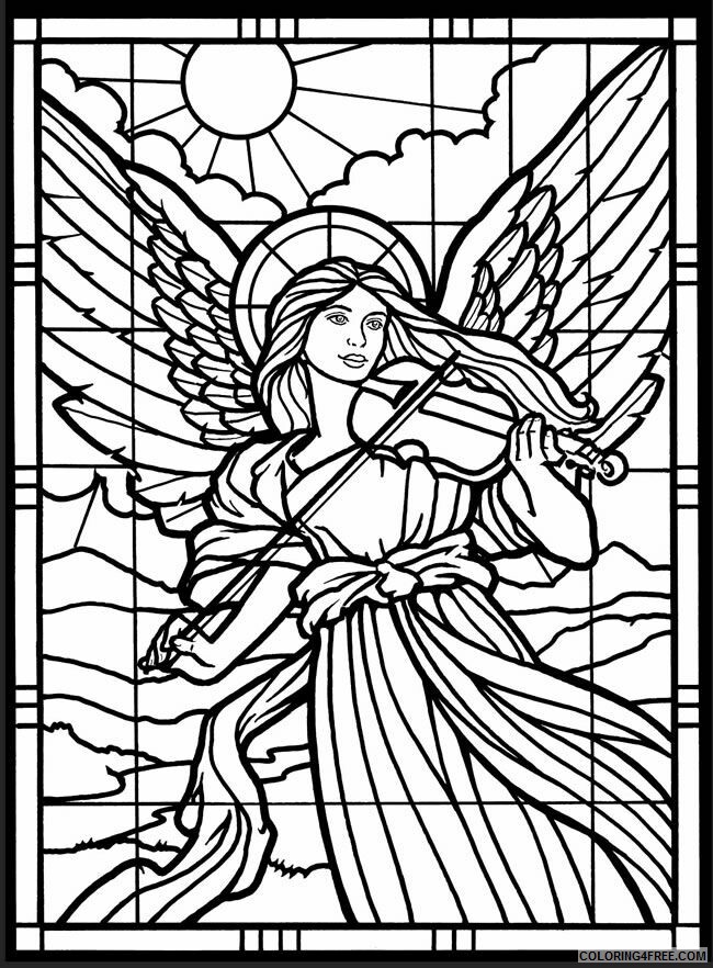 Angels Coloring Pages Stained Glass Angel for Adults Printable 2021 0203 Coloring4free