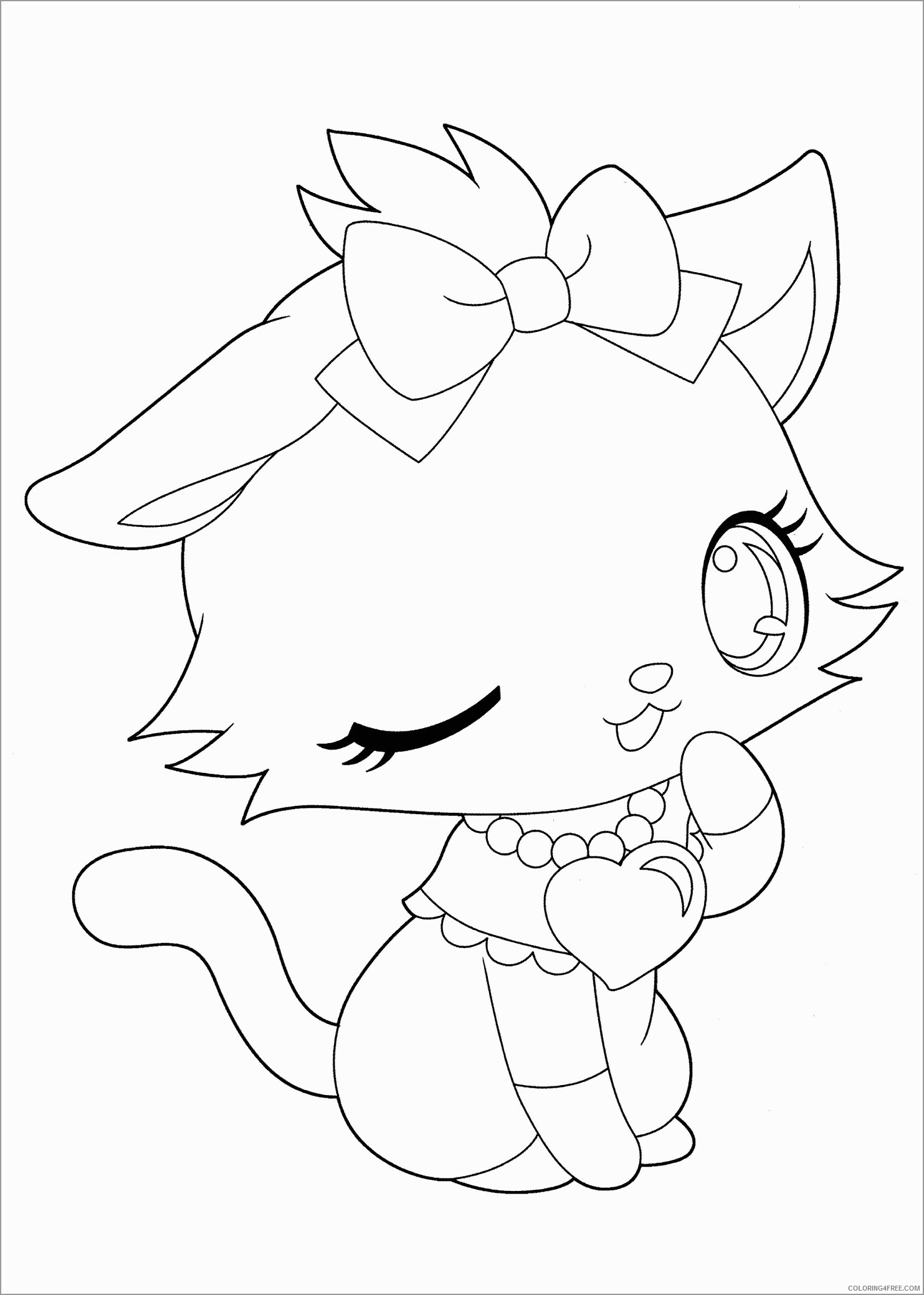 Anime Animals Coloring Pages anime cat for girl Printable 2021 0216 Coloring4free