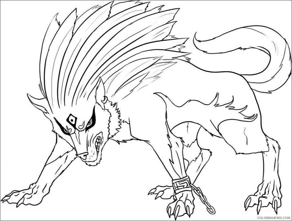 Anime Animals Coloring Pages wolf anime animal Printable 2021 0219 Coloring4free