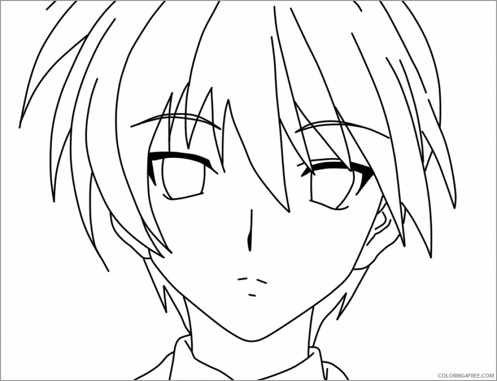 Anime Printable Coloring Pages Anime anime boys head 2021 0007 Coloring4free