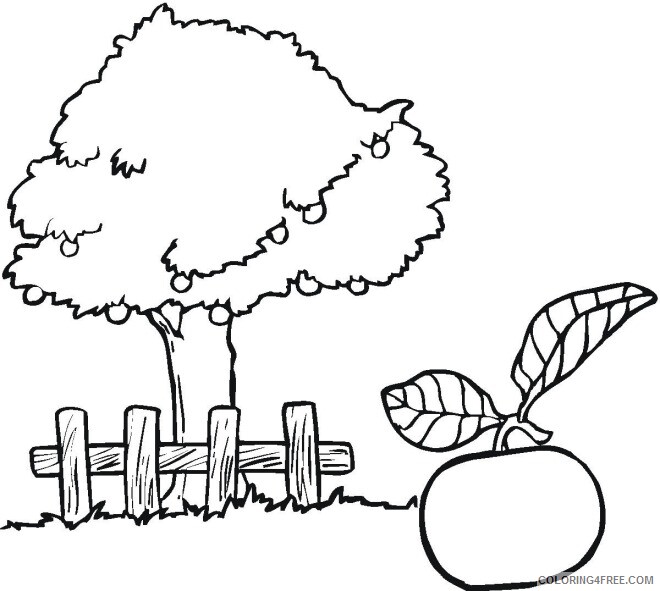 Apple Coloring Pages Fruits Food Apple Kindergarten Printable 2021 021 Coloring4free