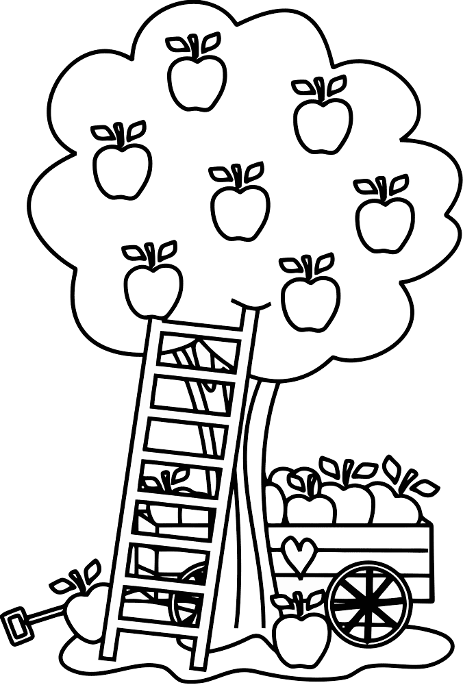 Apple Coloring Pages Fruits Food Havesting Apples Printable 2021 050 Coloring4free
