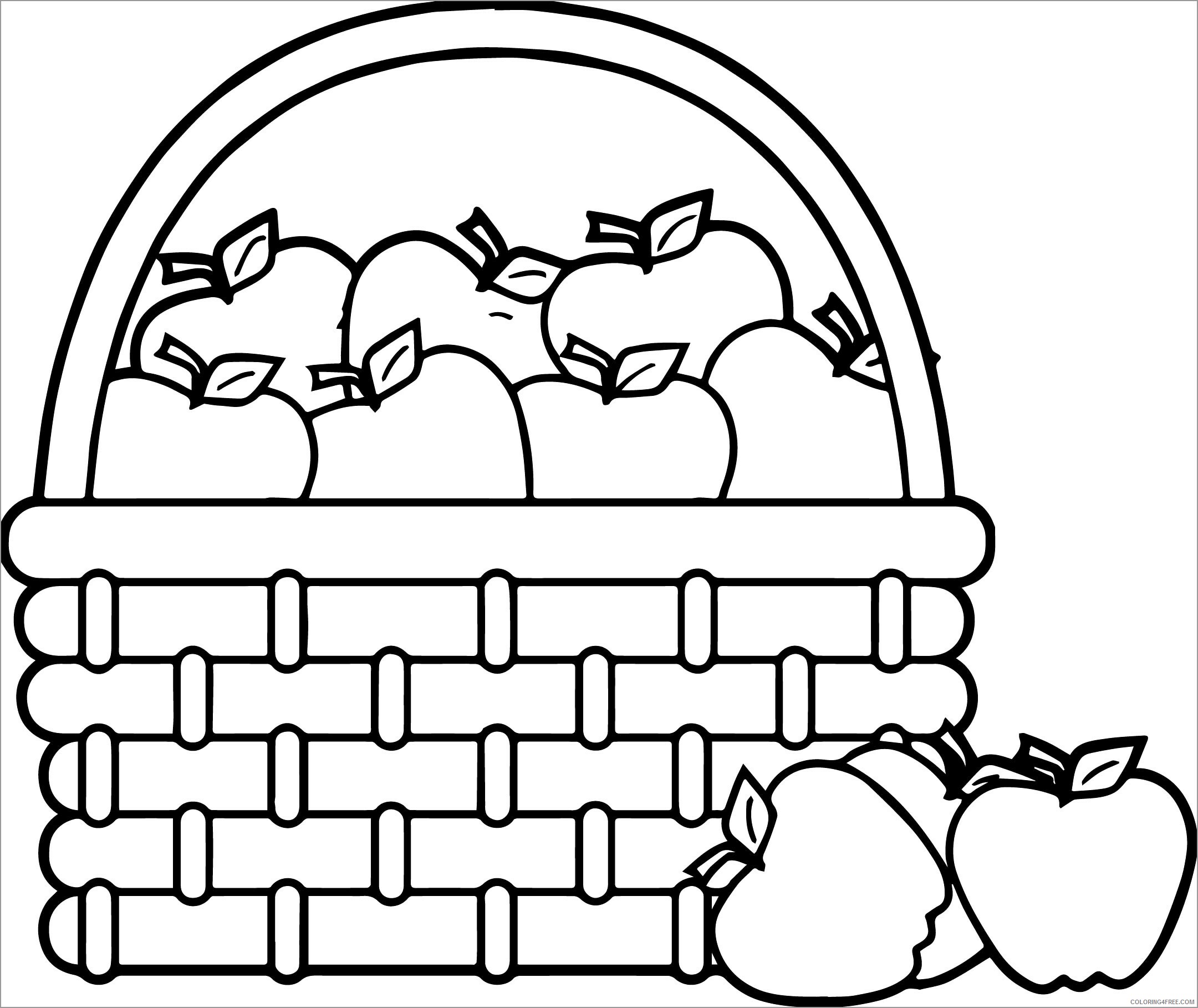 Apple Coloring Pages Fruits Food apple in basket Printable 2021 036 Coloring4free