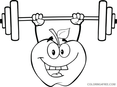 Apple Coloring Pages Fruits Food apple lifting weights a4 Printable 2021 007 Coloring4free