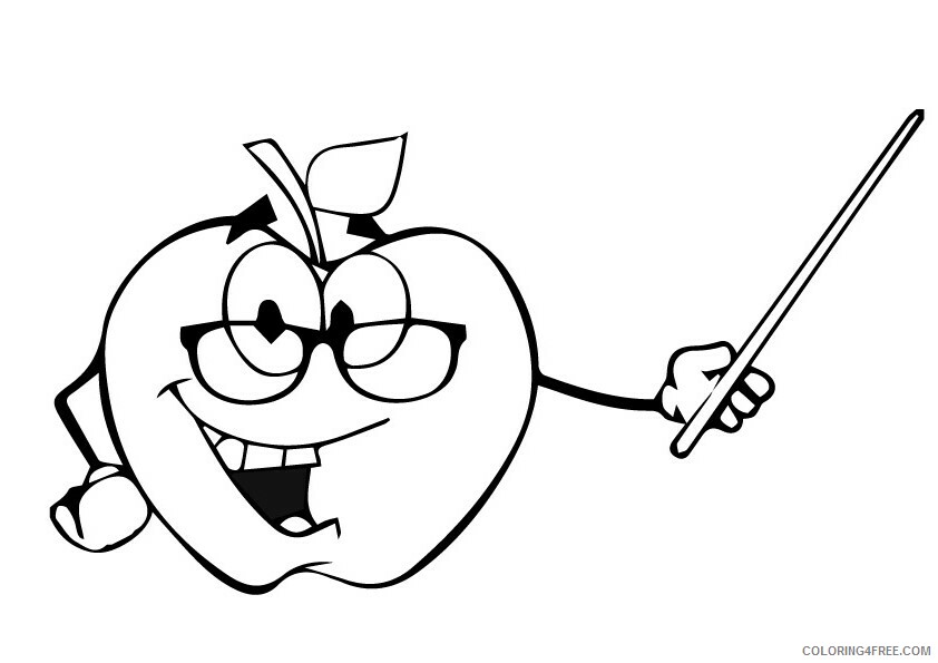 Apple Coloring Pages Fruits Food apple teaching with stick Printable 2021 005 Coloring4free