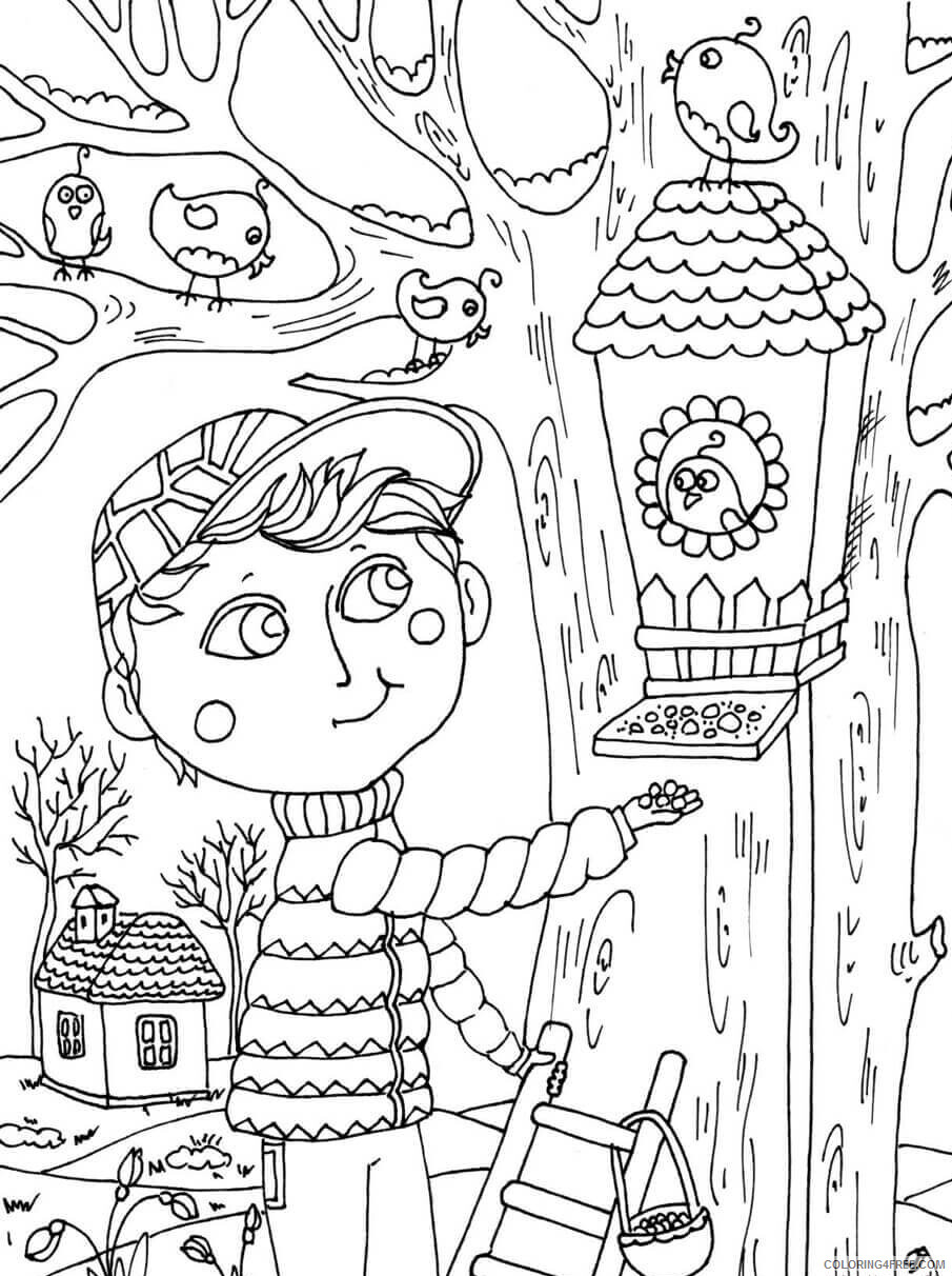 April Coloring Pages Feeding Birds in April Printable 2021 0228 Coloring4free