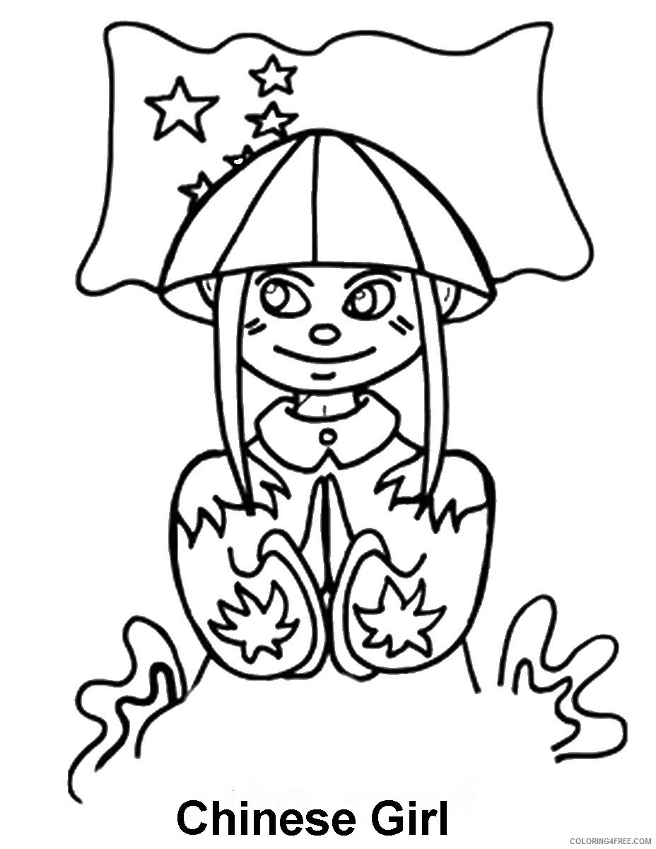 Around the World Coloring Pages chinese_girl Printable 2021 0315 Coloring4free
