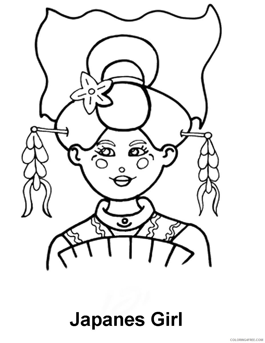 Around the World Coloring Pages japanese girl Printable 2021 0327 Coloring4free
