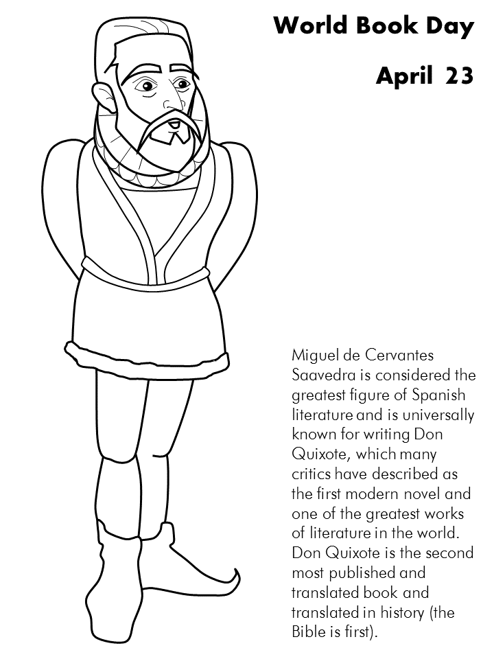 Around the World Coloring Pages miguel de cervantes saaavedra Printable 2021 Coloring4free