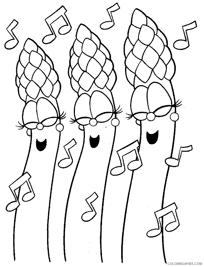 Asparagus Coloring Pages Vegetables Food Singing Asparagus Printable 2021 456 Coloring4free