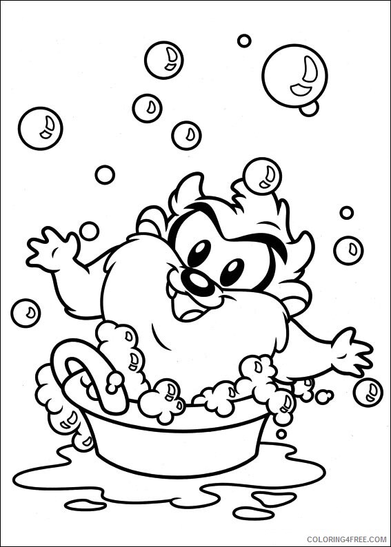 Baby Cartoons Coloring Pages baby taz taking a shower Printable 2021 0431 Coloring4free