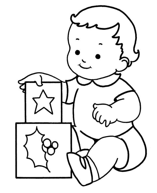 Baby Coloring Pages Baby with Blocks Printable 2021 0410 Coloring4free