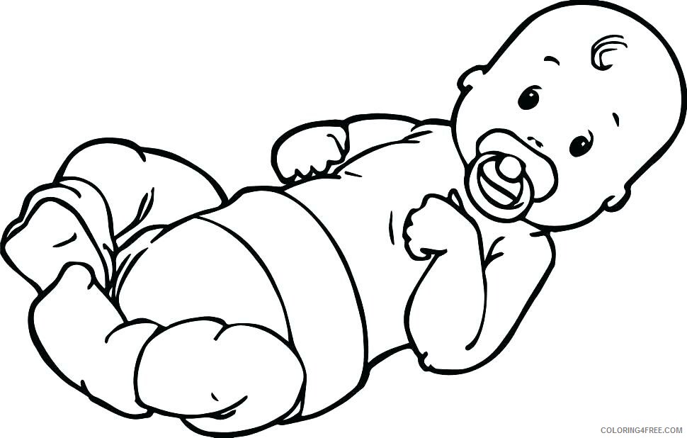 Baby Coloring Pages Baby with Pacifier Printable 2021 0411 Coloring4free